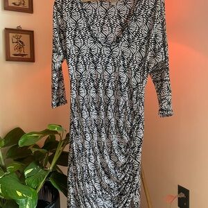 Banana Republic Elegant Black and White Patterned Dress